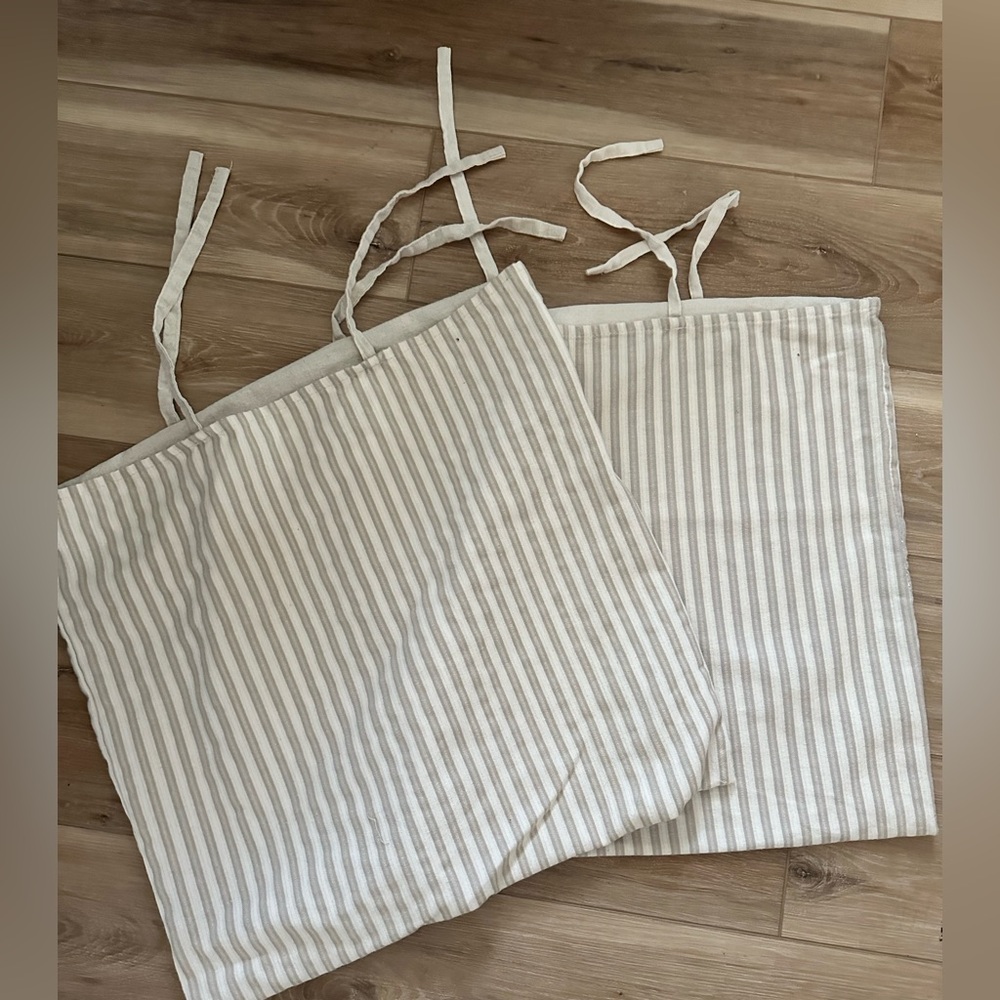 Pillow Cases (2) Cotton/Linen Striped